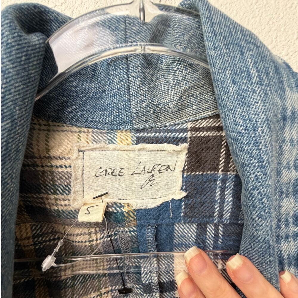NWOT Greg Lauren Denim Studio Patchwork Plaid Kimono Coat Size S - Picture 12 of 15